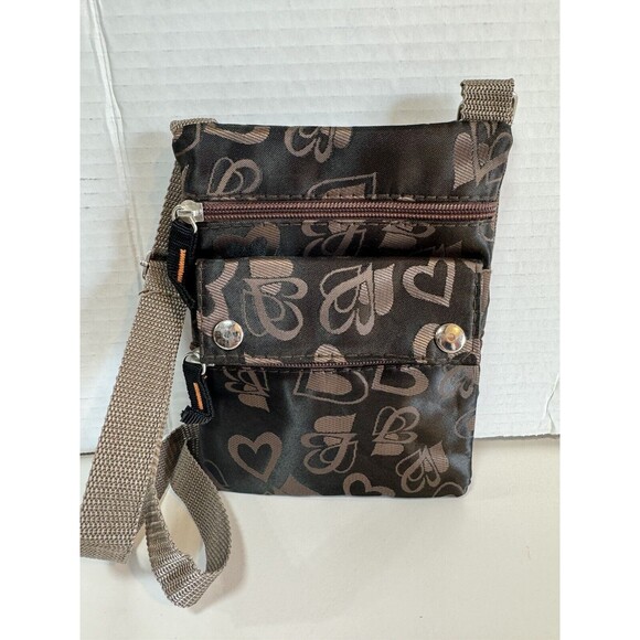 Crossbody Bag Small Brown Hearts Shoulder Purse Travel Lightweight 7x5x1 - Picture 1 of 9